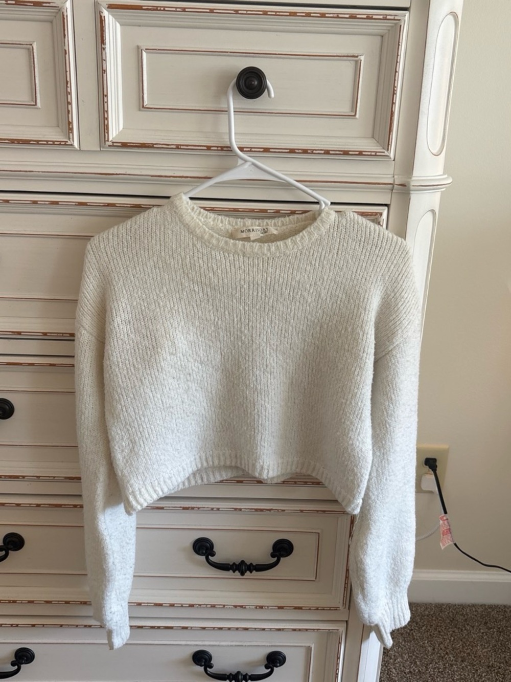 Morris day Women's Cream Cropped Knit Sweater size s